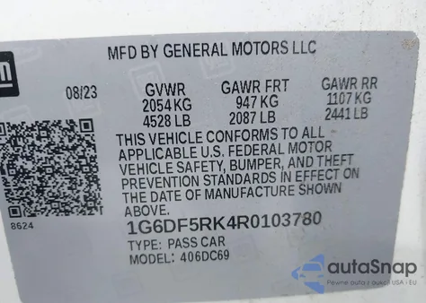 2024 Cadillac Ct4 Premium Luxury from USA, damaged, VIN 1G6DF5RK4R0103780